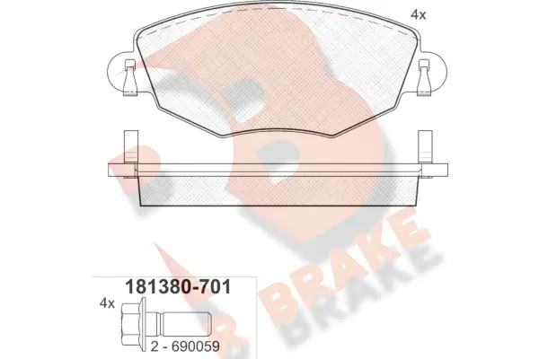 Kit de plaquettes de frein, frein à disque R BRAKE RB1380-701