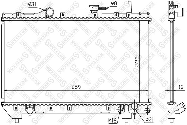 Radiateur, refroidissement du moteur STELLOX 10-25116-SX