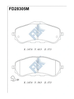 Kit de plaquettes de frein, frein à disque FBK FD28305M