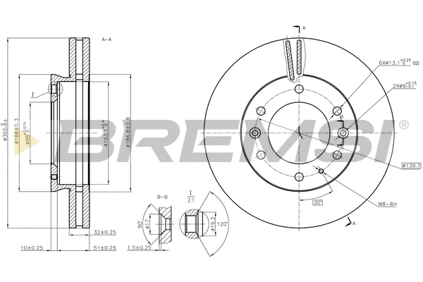 Disque de frein BREMSI CD8462V