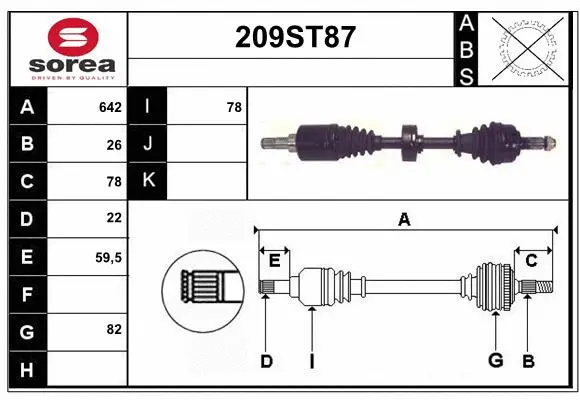 Arbre de transmission STARTCAR 209ST87