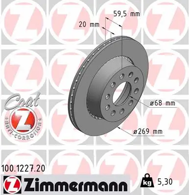 Disque de frein ZIMMERMANN 100.1227.20