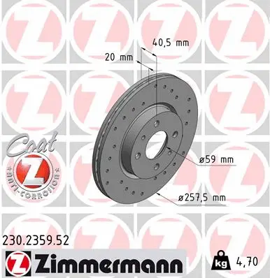 Disque de frein ZIMMERMANN 230.2359.52