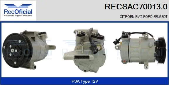 Compresseur, climatisation RECOFICIAL RECSAC70013.0