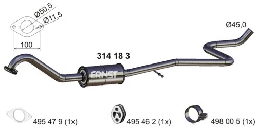 Silencieux central ERNST 314183