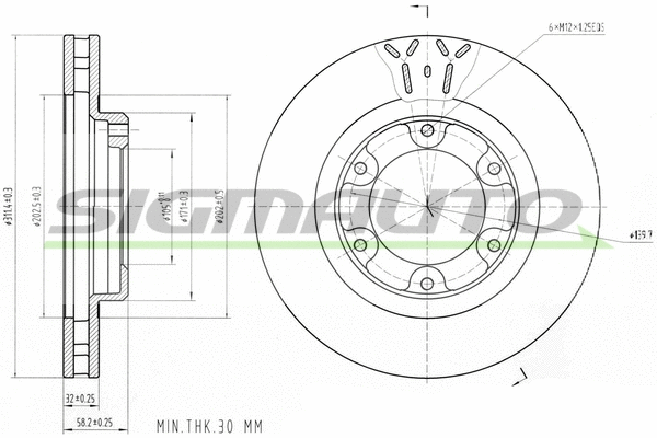 Disque de frein SIGMAUTO DBA769V