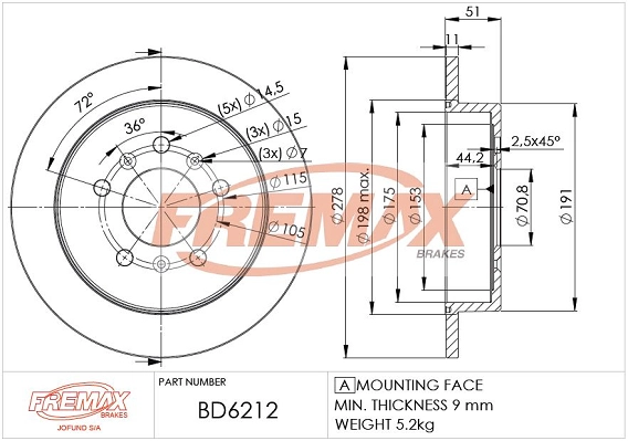 Disque de frein FREMAX BD-6212
