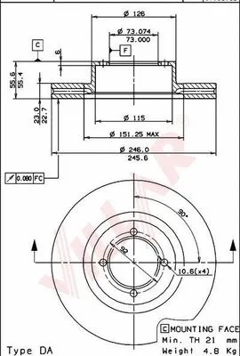 Disque de frein VILLAR 628.1043