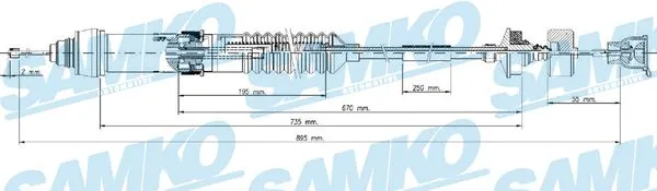 Tirette à câble, commande d'embrayage SAMKO C0016C
