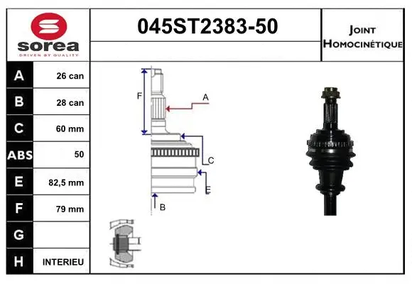Jeu de joints, arbre de transmission STARTCAR 045ST2383-50