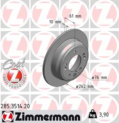 Disque de frein ZIMMERMANN 285.3514.20