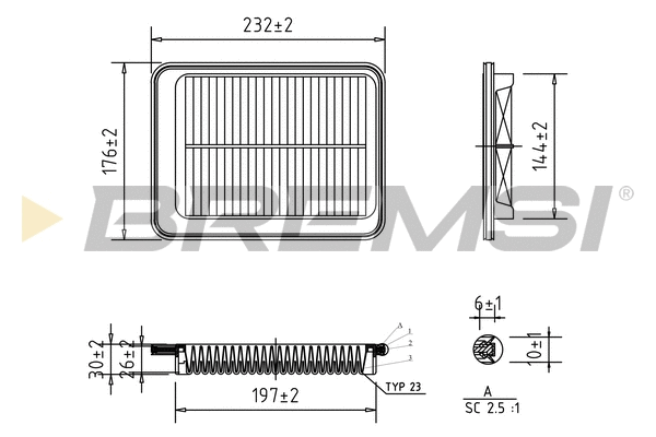 Filtre à air BREMSI FA1040