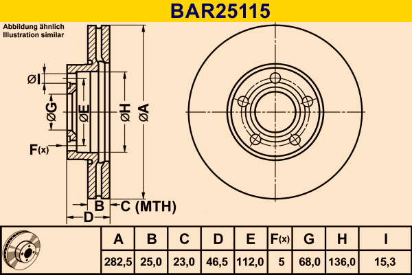 Disque de frein BARUM BAR25115
