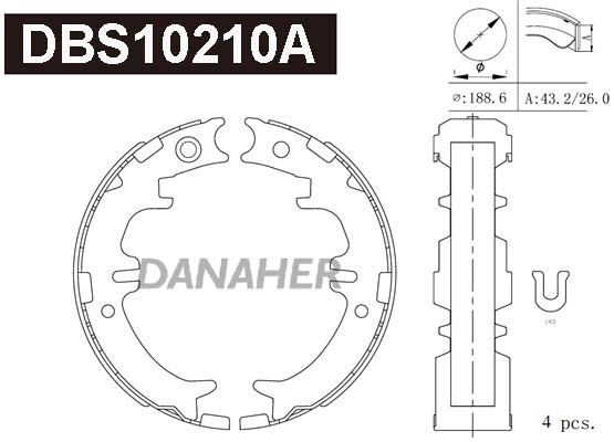 Jeu de mâchoires de frein, frein de stationnement DANAHER DBS10210A