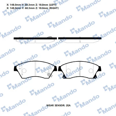 Kit de plaquettes de frein, frein à disque MANDO RMPD30NS