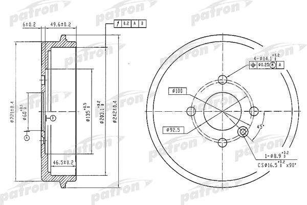 Tambour de frein PATRON PDR1247