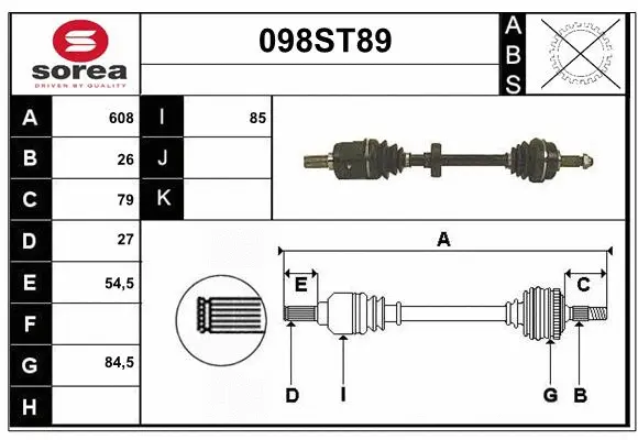 Arbre de transmission STARTCAR 098ST89