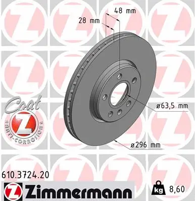 Disque de frein ZIMMERMANN 610.3724.20