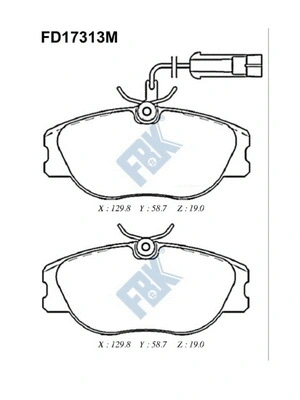 Kit de plaquettes de frein, frein à disque FBK FD17313M