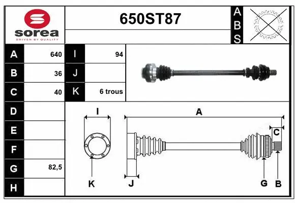 Arbre de transmission STARTCAR 650ST87