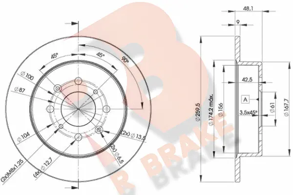 Disque de frein R BRAKE 78RBD25105