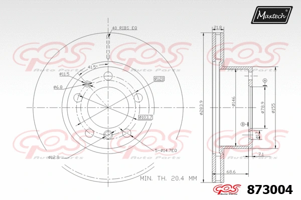 Disque de frein MAXTECH 873004
