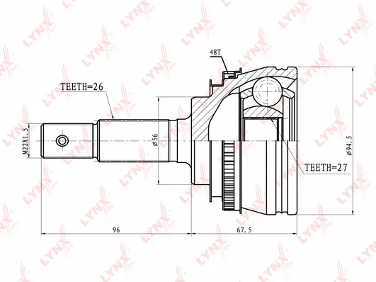 Jeu de joints, arbre de transmission LYNXAUTO CO-7584A
