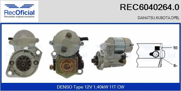 Démarreur RECOFICIAL REC6040264.0
