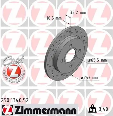 Disque de frein ZIMMERMANN 250.1340.52