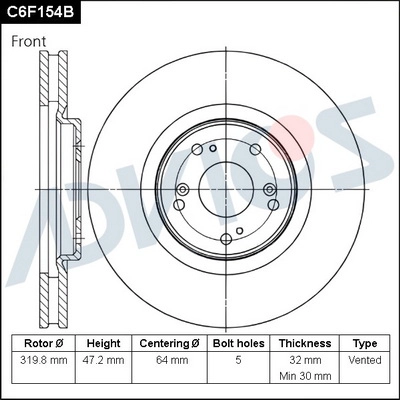 Disque de frein ADVICS C6F154B