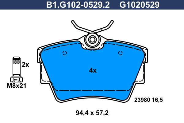 Kit de plaquettes de frein, frein à disque GALFER B1.G102-0529.2