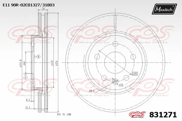 Disque de frein MAXTECH 831271