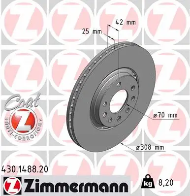 Disque de frein ZIMMERMANN 430.1488.20