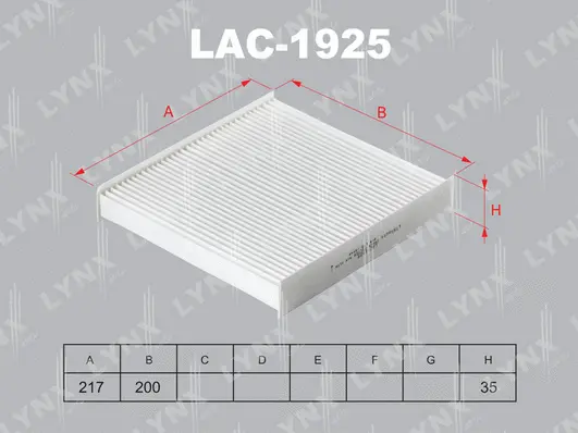 Filtre, air de l'habitacle LYNXAUTO LAC-1925