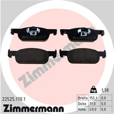 Kit de plaquettes de frein, frein à disque ZIMMERMANN 22525.170.1