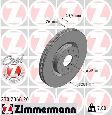 Disque de frein ZIMMERMANN 230.2366.20
