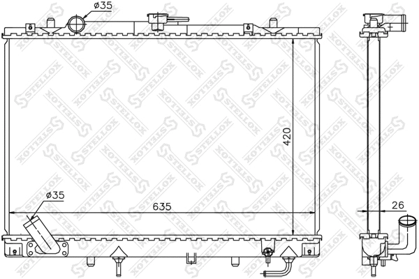 Radiateur, refroidissement du moteur STELLOX 10-25398-SX