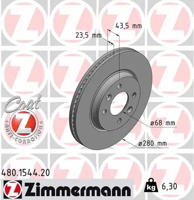 Disque de frein ZIMMERMANN 480.1544.20