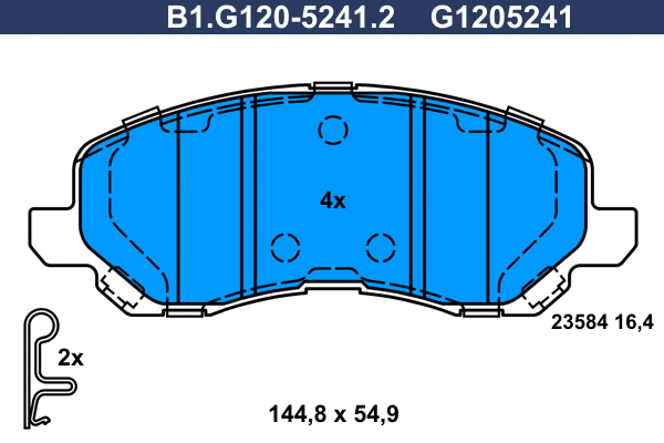 Kit de plaquettes de frein, frein à disque GALFER B1.G120-5241.2