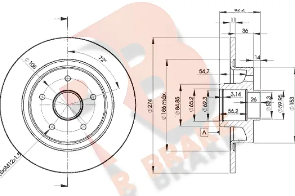 Disque de frein R BRAKE 78RBD12236