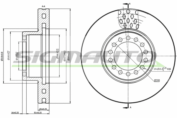 Disque de frein SIGMAUTO DB0319V