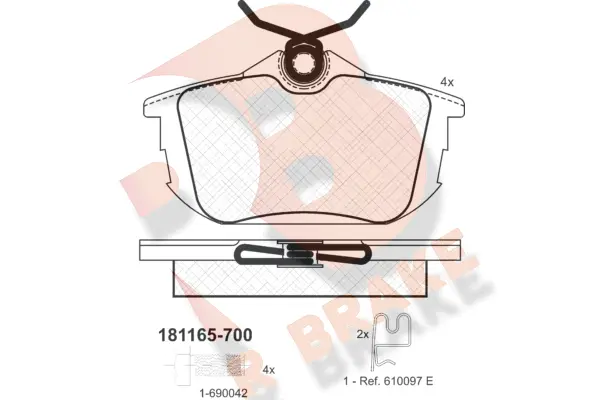 Kit de plaquettes de frein, frein à disque R BRAKE RB1165-700