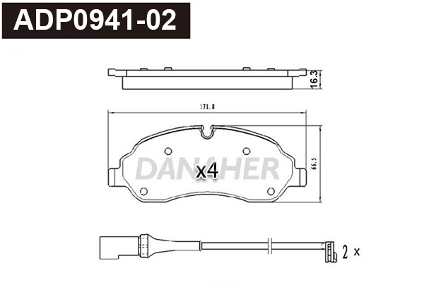 Kit de plaquettes de frein, frein à disque DANAHER ADP0941-02
