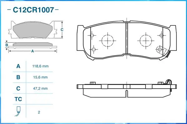 Kit de plaquettes de frein, frein à disque CWORKS C12CR1007