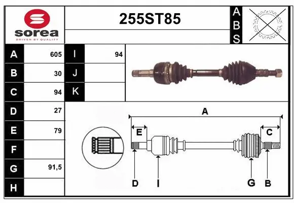 Arbre de transmission STARTCAR 255ST85