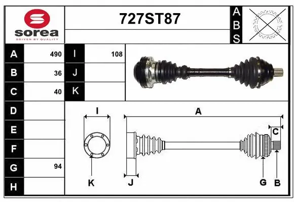 Arbre de transmission STARTCAR 727ST87