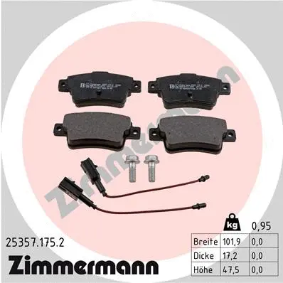 Kit de plaquettes de frein, frein à disque ZIMMERMANN 25357.175.2
