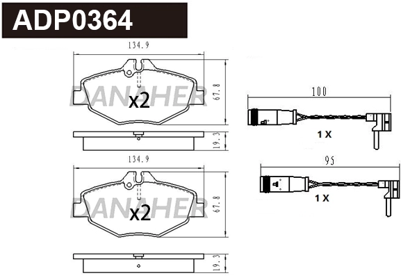 Kit de plaquettes de frein, frein à disque DANAHER ADP0364
