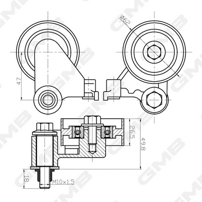 Poulie renvoi/transmission, courroie crantée GMB GTC1040