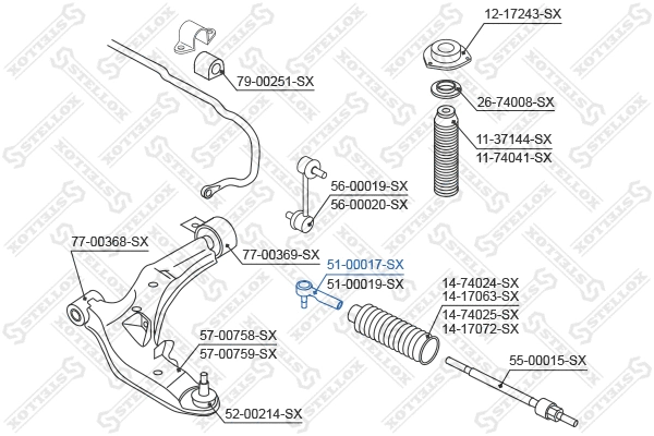 Rotule de barre de connexion STELLOX 51-00017-SX